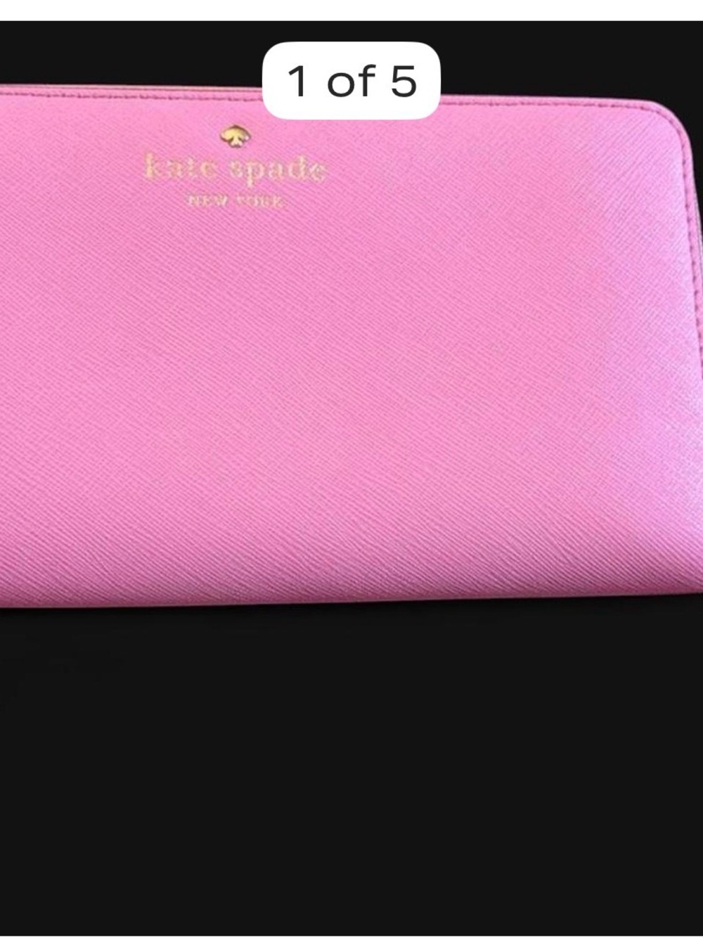 kate spade New York Pink Saffiano Zip Wallet with Gold Logo
